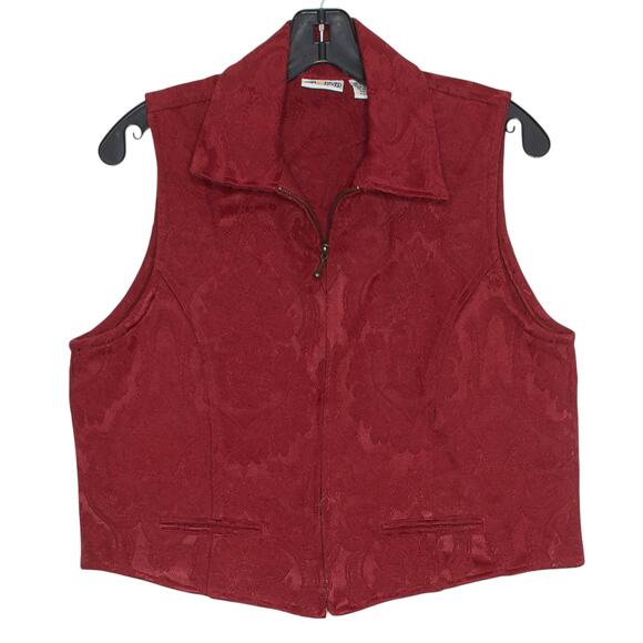 Sun River Vintage Vest Jacquard Academia Preppy Grandpacore Cottage Red Small - Picture 1 of 4